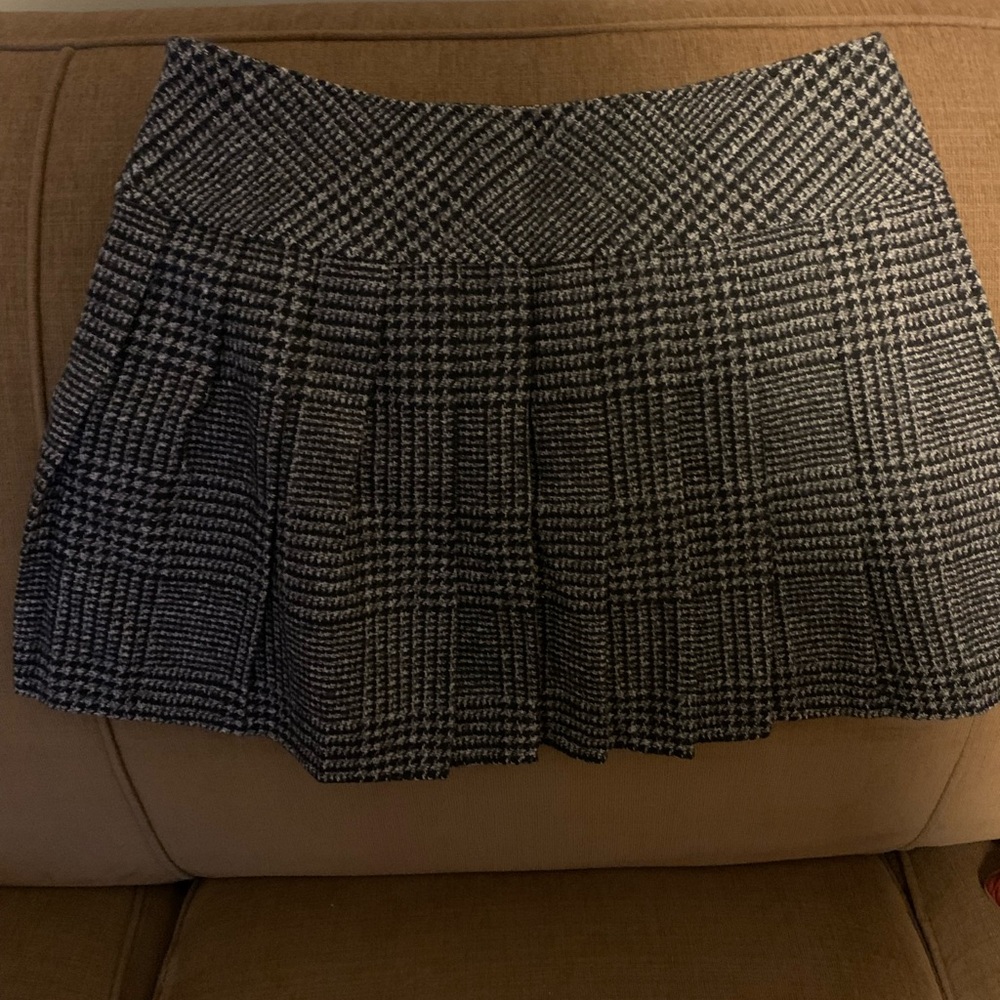 Chic chouyatou Black and White pleated Checkered Mini Skirt